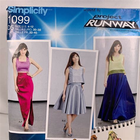 Simplicity 1099 Misses Full Or Slim Skirt Tops Pattern Size 4 12