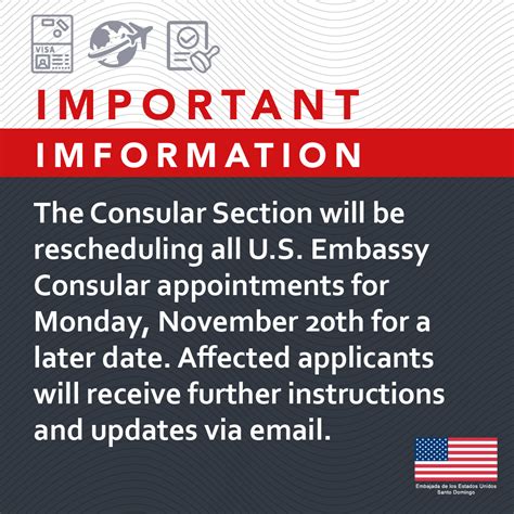 The Consular Section Will Be Rescheduling All U S Embassy Consular Appointments For Monday