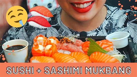 Salmon Sushi Sashimi Mukbang 😋🍣 Ochi Bernadas Youtube