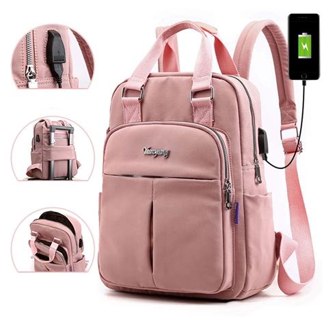 Mini Girls Backpack Fashion Laptop Travel Bag Handbag with USB Charging ...