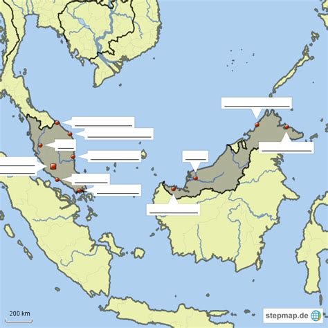 StepMap Malaysia Landkarte für Asien