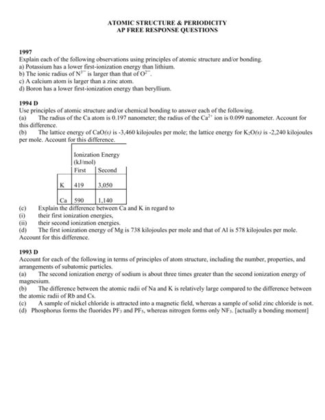 Atomic Structure Questions And Answers