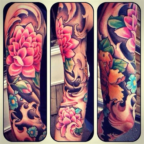 Tattoo Sleeve Beautiful Flowers And Colours  Half Sleeve Tattoos Color Sleeve Tattoos Half