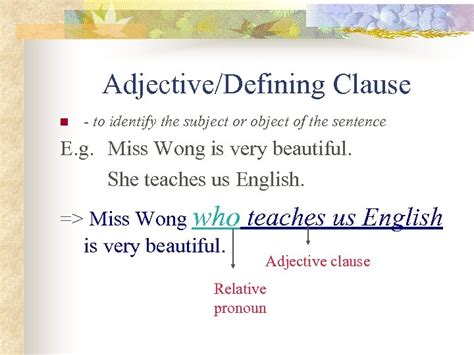 Adjective Clauses Revision Relative Clauses Join Two