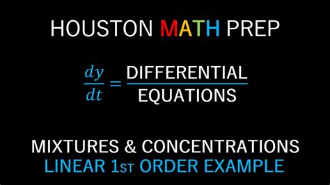 Mixtureconcentration Example Linear 1st Order Differential Equation