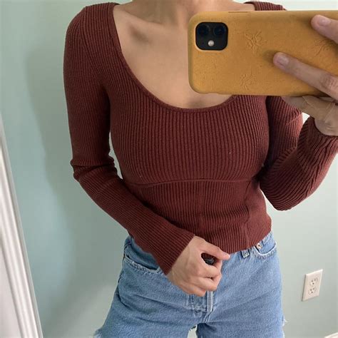 Abercrombie Fitch Women S Burgundy Jumper Depop