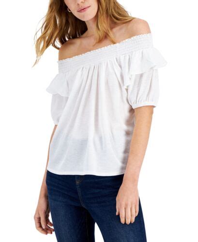 Msrp 50 Inc International Concepts Women Off The Shoulder Blouse White