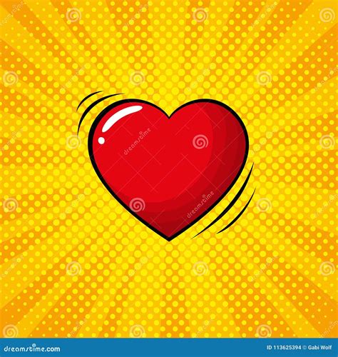 Colorful Pop Art Retro Heart Comic Style Stock Vector Illustration