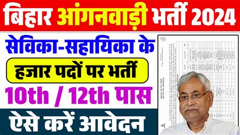 Bihar Anganwadi Sevika Sahayika Vacancy 2024 10वीं 12वी पास महिलाओं