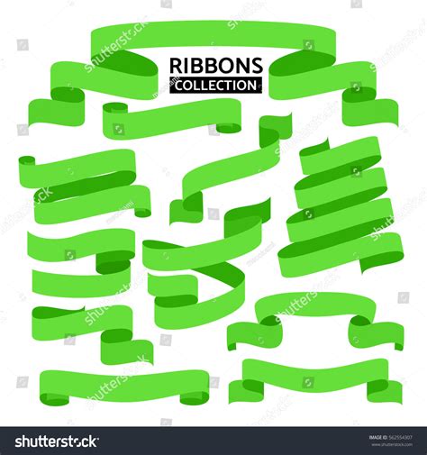 Green Ribbon Vector Collection On White Stock Vector (Royalty Free) 562554307 | Shutterstock