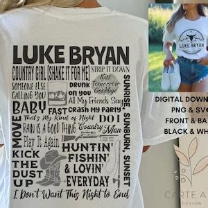 Luke Bryan SVG & Luke Bryan PNG for Country Music Concert SVG - Etsy