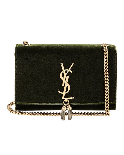 Fwrd Renew Saint Laurent Small Kate Chain Double Tassel Bag In Khaki Musk Fwrd