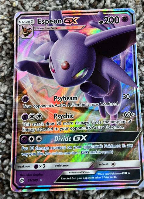 Espeon Gx Nm Ultra Holo Sun And Moon Base Set Near Mint