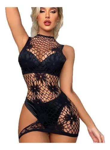 Babydoll Malla Sexy Mujer Salida De Ba O Vestido Ajustable Mercadolibre