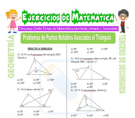 Problemas De Puntos Notables Asociados Al Triángulo 3° De Secundaria