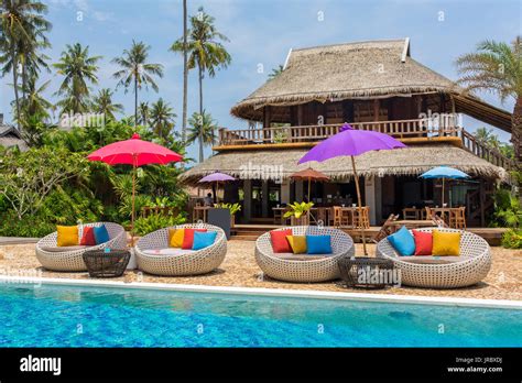 Tropical Resort With A Swimming Pool And Cafe Bar On Koh Kood Island