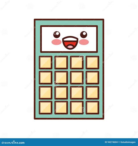 Calculator Math Kawaii Character Stock Vector Illustration Of