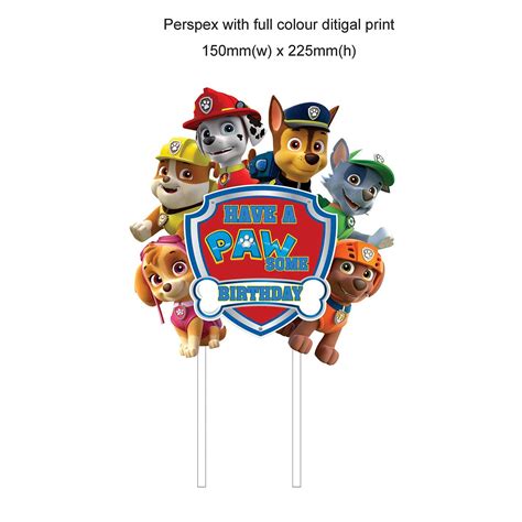 Cake Topper Digital Print Paw Patrol Value Baking Supplies