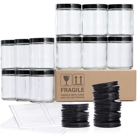 Buy Pack Oz Thick Glass Jars With Metal Plastic Lids Clear