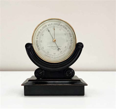 Late Victorian French Aneroid Desk Barometer On Stand By Naudet For Vandh