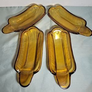 Dining Vintage S Amber Indiana Glass Banana Split Bowls Ice