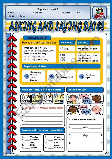 Asking And Saying Dates Esl Worksheet By Xani Vocabulary Worksheets