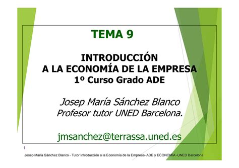 Tema Intro Eco Empresa Ade Y Econom A Tema Introducci N A La