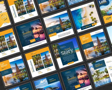 Travel Agent Instagram Post Templates Canva Social Media Template