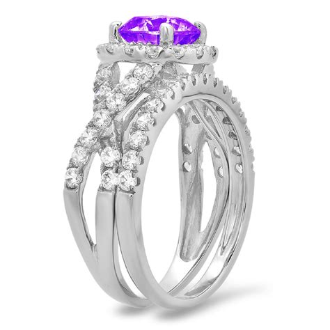 Clara Pucci K White Gold Round Cut Ct Natural Amethyst Engagement