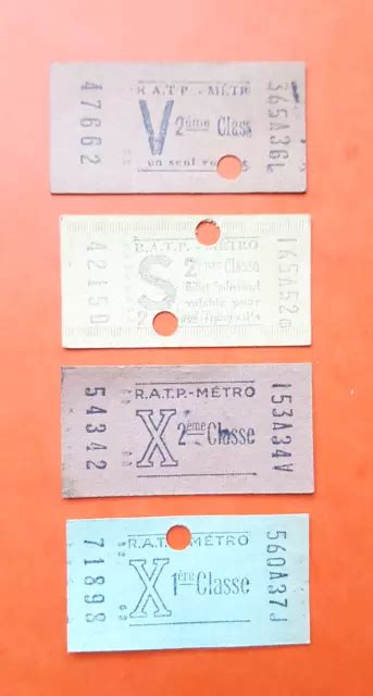 4 ANCIENS TICKETS METRO RATP BUS SNCF RER PARIS TBE EUR 6