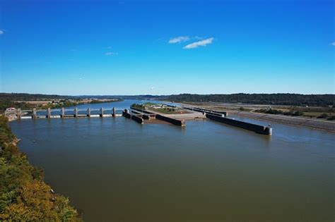 Robert C Byrd Locks And Dam On Ohio River On A Sunny Day In Gallipolis