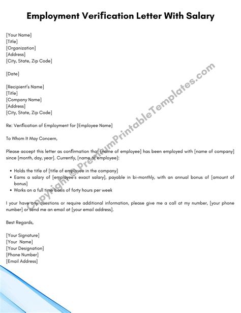 Employment Verification Letter With Salary Sample With Examples