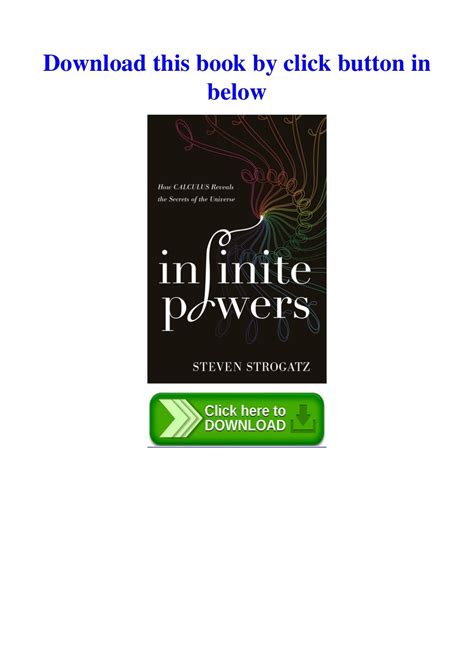 Pdf Book`s Infinite Powers How Calculus Reveals The Secrets Of The