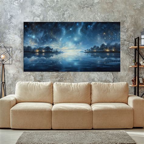 Starry Night Sky Framed Canvas Print Beautiful Oil Painting