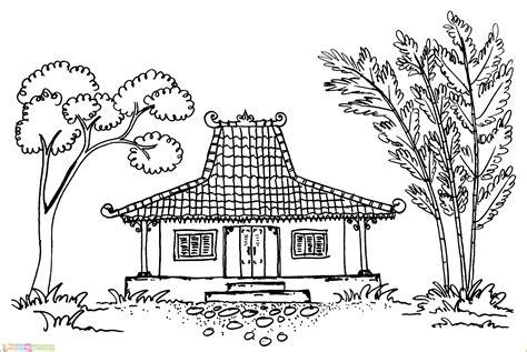 gambar mewarnai rumah adat  anak  marimewarnaicom
