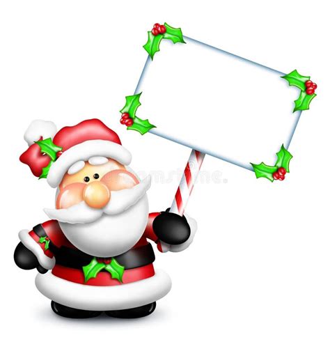 Cartoon Santa Holding Blank Sign Stock Illustration Image