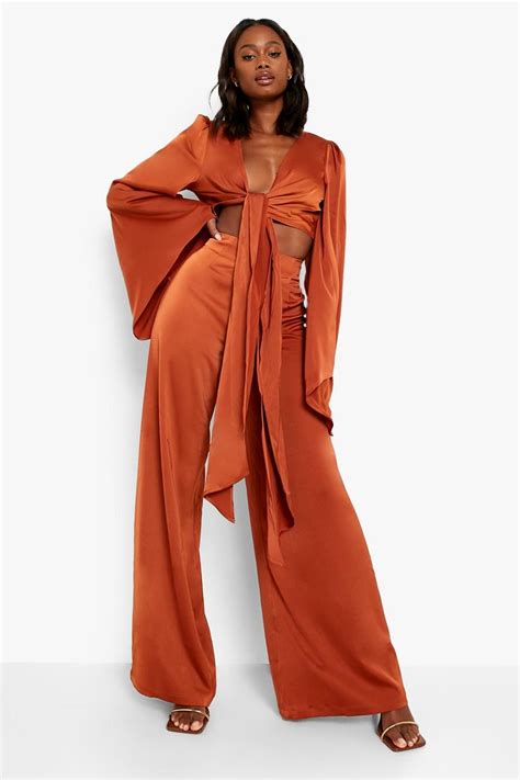 Occasion Matte Satin Wide Leg Trousers Boohoo Uk