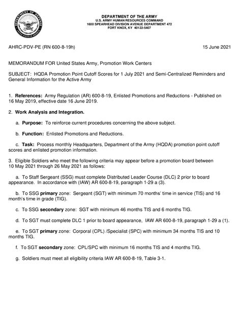 Army Promotion Points Cutoff