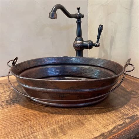 16 Farmhouse Oval Copper Bathroom Sink Bucket Sinks