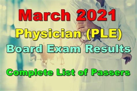 Physician Board Exam Result March 2021 Ple Complete List Of Passers