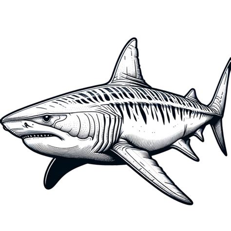 Realistic Tiger Shark Coloring Page 4 Free Printable Pages