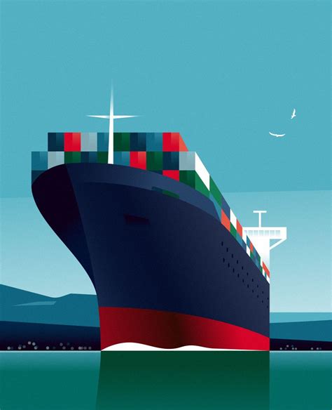 Cargo ship illustration, Art direction advertising, Storyboard illustration