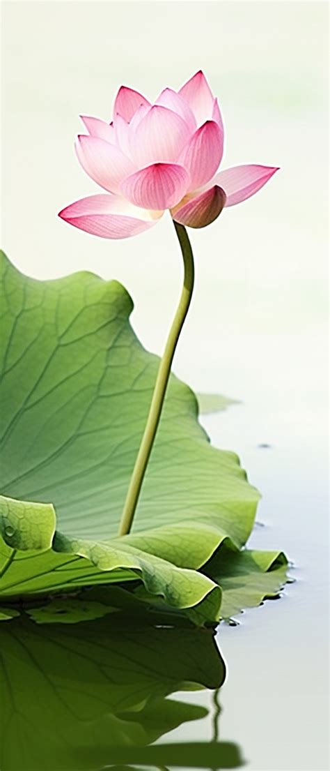 Pink Lotus Flower On Floating Leaves Background Wallpaper Image For