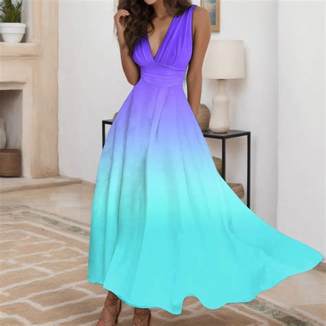 2024 New Women Summer V Neck Long Dress Elegant Casual Sleeveless High Waist Party Dress Female