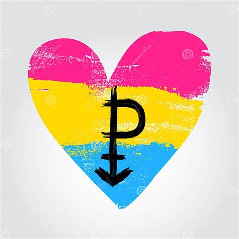 Bandera Pansexual Del Orgullo En Una Forma Del Corazón Con Símbolo De P