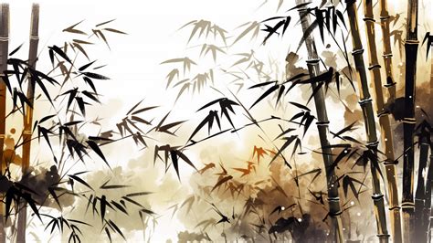 Bamboo Illustration Background Bamboo Ink Painting Bamboo Leaves