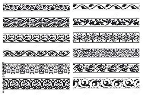 Set Of Decorative Floral Seamless Ornamental Border Vector Modular