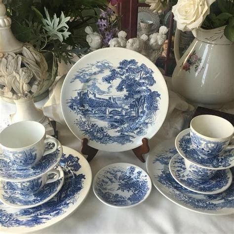 Wedgwood Countryside Dinnerware Set Service For 4 Made In England Blue