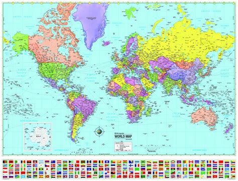 World Advanced Political Mounted Wall Map