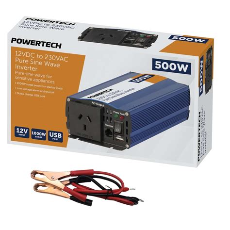 Powertech Inverter 500w 1000w Pure Sine Wave Power 12v Dc To 240v Ac